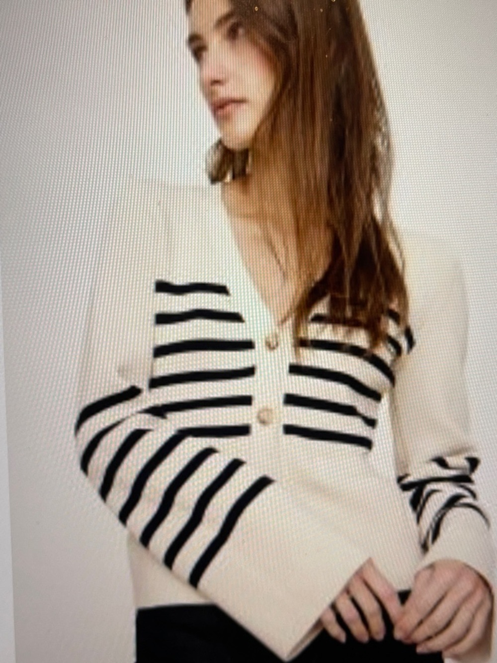 NWT Banana Republic Cotton-Silk Cream/Navy Flare Sleeve Sweater